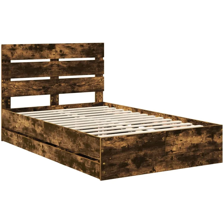 vidaXL Bettrahmen Räuchereiche 120 x 200 cm Ingenieurs Holz 3411846 – Bild 4