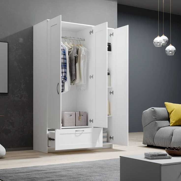 Kleiderschrank >Lepini< in Weiß, Dekorfolie - 117x191x50cm (BxHxT) – Bild 10