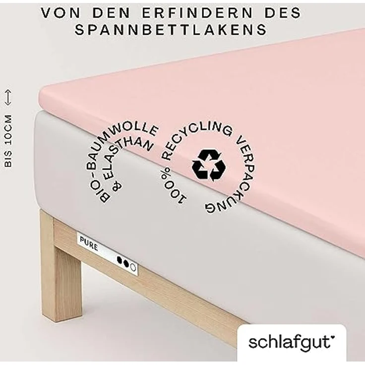 Schlafgut 'PURE TOPPER' Spannbettlaken, für Topper bis 10 cm Höhe, Purple Light, M 120x200cm - 130x220cm, 100% Bio-Baumwolle – Bild 2