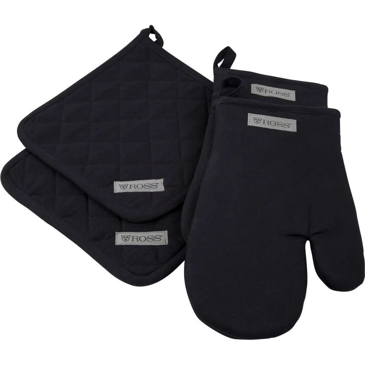 ROSS Topflappen Exclusiv, (Set, 4-tlg), 2x Topflappen und 2x Grillhandschuh, 100% Baumwolle – Bild 4