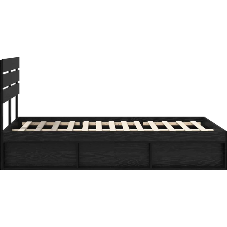 vidaXL Bettrahmen Schwarz 135 x 190 cm Massives Kiefernholz 3411424 – Bild 7