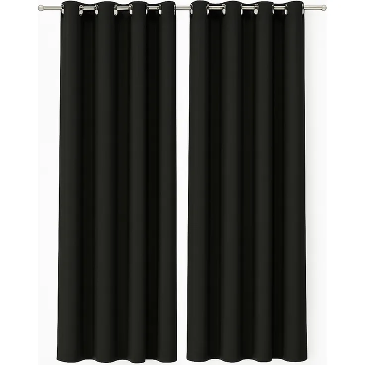 Gardine mit Ösen *** x *** cm ( Breite x Länge ) in ***, blickdichter Vorhang, Ösenvorhang in vielen Variationen 140x145 cm Schwarz