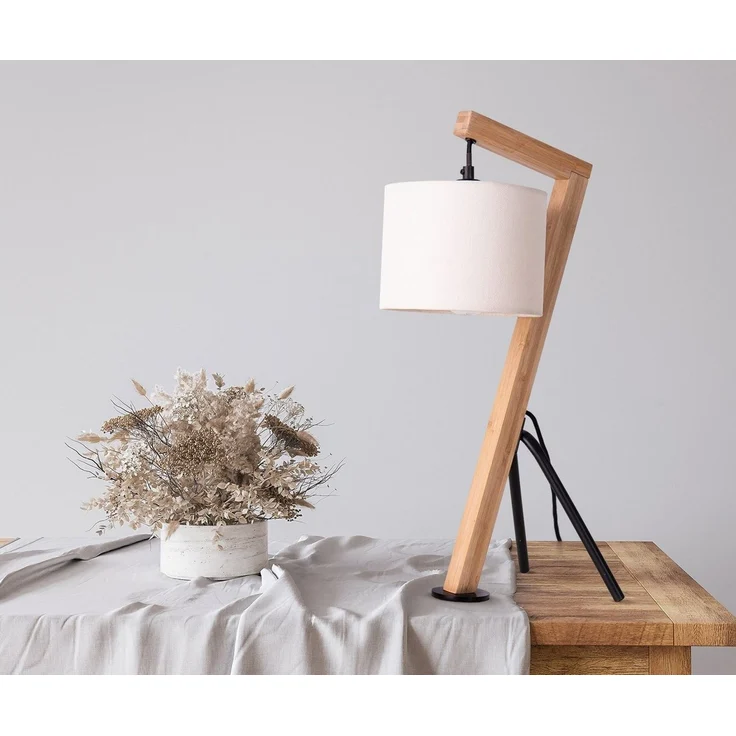 Paco Home Tischleuchte GALLOW, ohne Leuchtmittel, Schreib Holz Dreibein Vintage E27 Galgen Modern Höhe 49cm – Bild 1