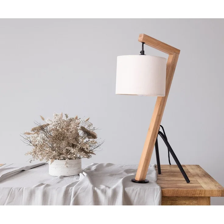 Paco Home Tischleuchte GALLOW, ohne Leuchtmittel, Schreib Holz Dreibein Vintage E27 Galgen Modern Höhe 49cm