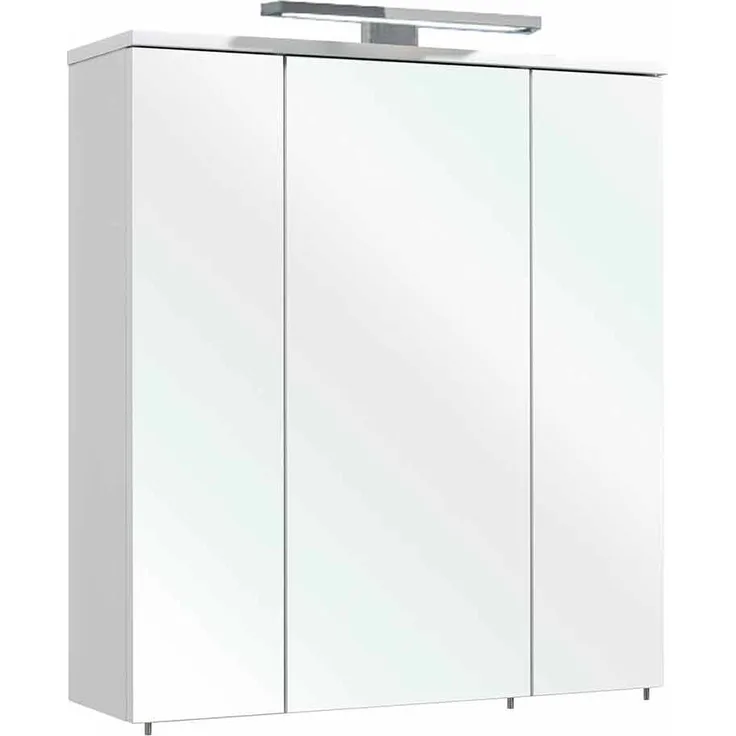 Spiegelschrank 09-IV / Gela IV, Holzwerkstoff, Metall, Weiß, Verspiegelt, 65 x 72 x 20 cm