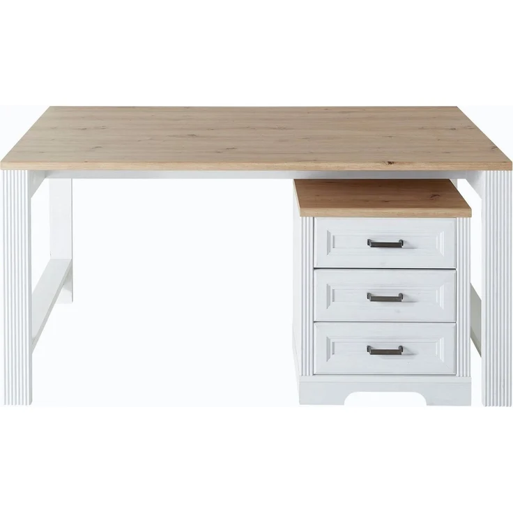 Schreibtisch JASMIN Pinie weiß Nachbildung 160 x 80 cm – Bild 3