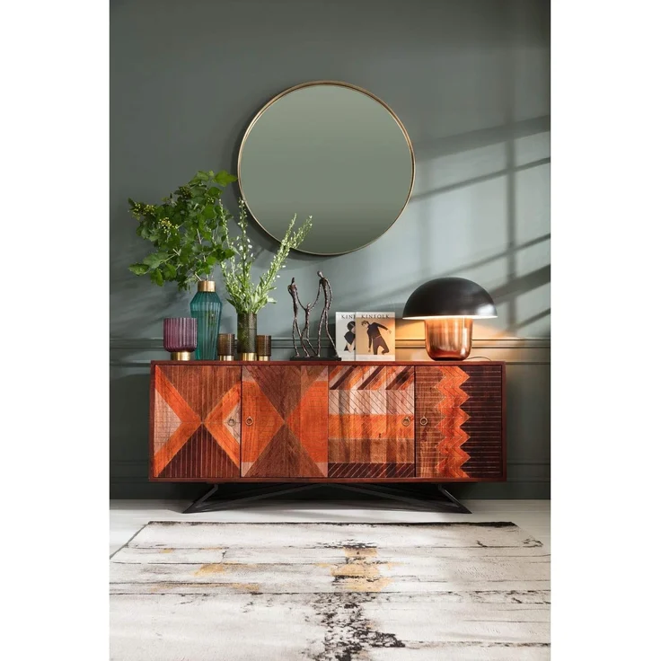 Kare Design Sideboard Tomahawk, schönes Sideboard mit Türen für das Wohnzimmer, Muster und verschiedene Farben, breite Holzkommode, Anrichte, (H/B/T) 75 x 177 x 45 cm – Bild 8