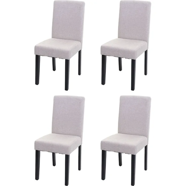 4er-Set Esszimmerstuhl Stuhl Küchenstuhl Littau ~ Textil, creme-beige, dunkle Beine