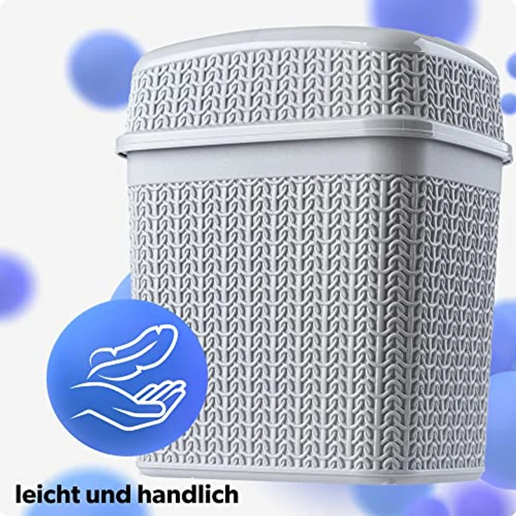 KADAX Kosmetikeimer mit Schwingdeckel, 5L Abfallbehälter für Bad und Küche, grau – Bild 3