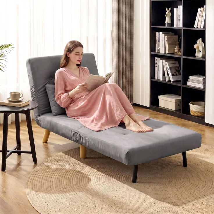 MELAYR, 3-in-1 Schlafsessel, Klappsessel mit Schlaffunktion, verstellbare Click-Clack-Rückenlehne, Grau, 78 x 72 x 79 cm – Bild 3