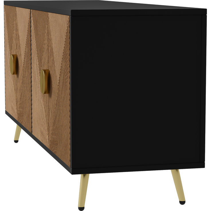 Sideboard, MDF/PB mit 4 Türen & Soft-Close, 160x40x75 cm, Schwarz/Holzfarben – Bild 9