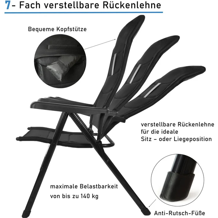 osoltus Alu Camping Klappsessel Hochlehner 3D Soft Touch Black Magic – Bild 3