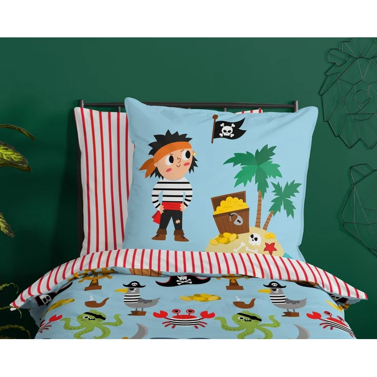 Good Morning Renforcé Bettwäsche 135 X 200 cm + 1- 80 X 80 cm Caribbean pirate/sea theme bunt – Bild 2