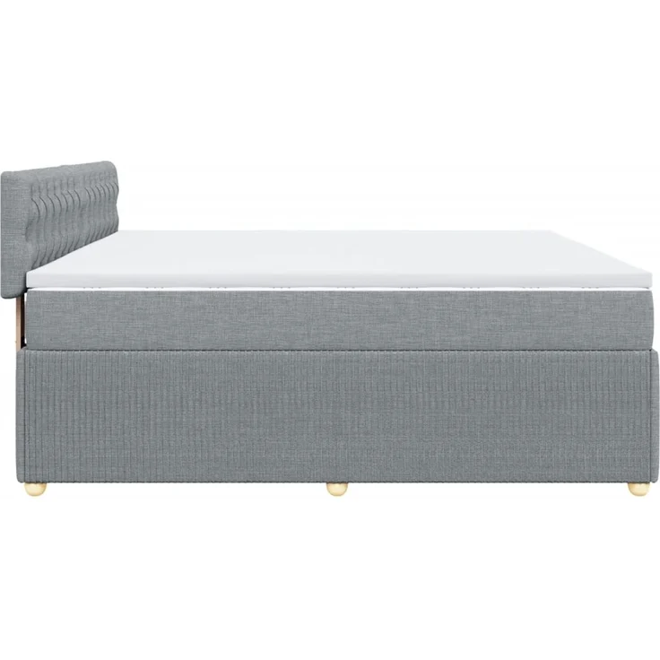 vidaXL Boxspringbett mit Matratze Hellgrau 200x200 cm Stoff 3287570 – Bild 5