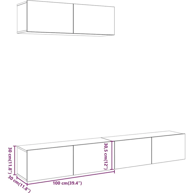 3 pcs TV-Wandschrank, TV Hängeboard Hängeschrank Artisan-Eiche 100x30x30 cm Holzwerkstoff – Bild 7