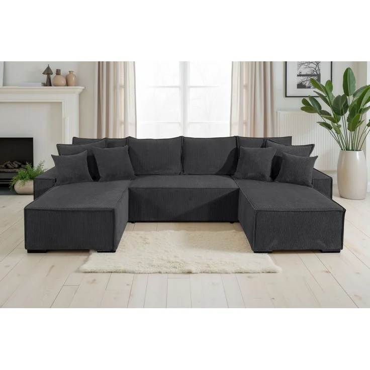 COLLECTION AB Wohnlandschaft Manhattan U-Form, B: 313 cm, in Breit- oder Normalcord, mit Bettfunktion, Bettkasten & Zierkissen, Federkern – Bild 5