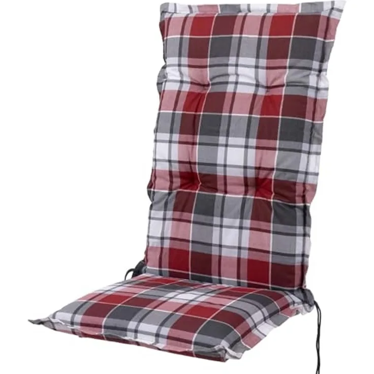 Sun Garden Hochlehnerauflage Hochlehner Prato/Mülheim 10610-350 rot-grau weiß 120x52x8cm Sun Garden, (1 St), Halteband verstellbar mit Bindebändern