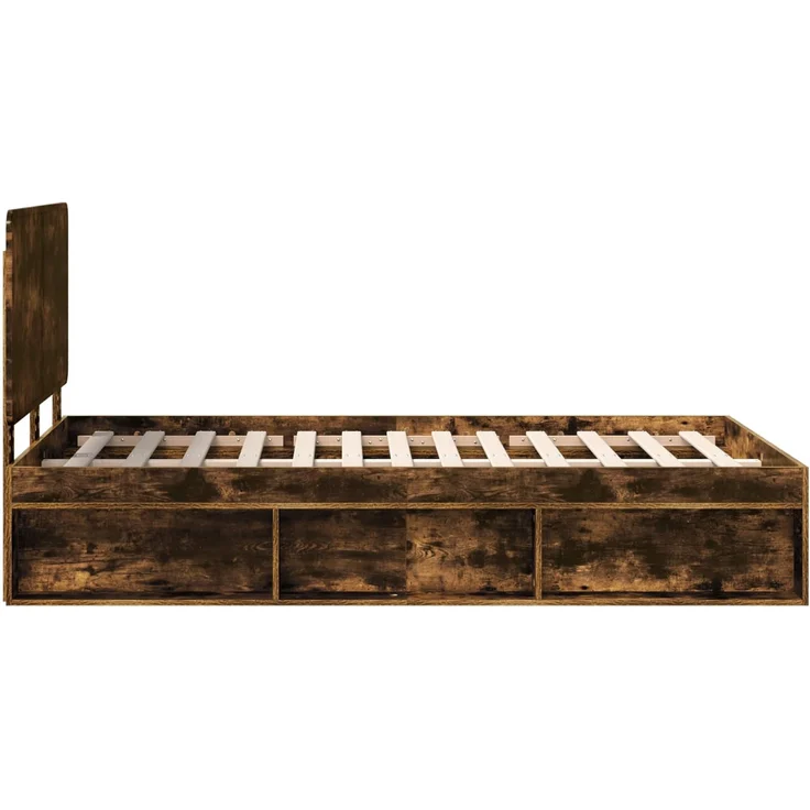 vidaXL Bettrahmen Geräucherte Eiche 120 x 200 cm Massives Kiefernholz 3412510 – Bild 7