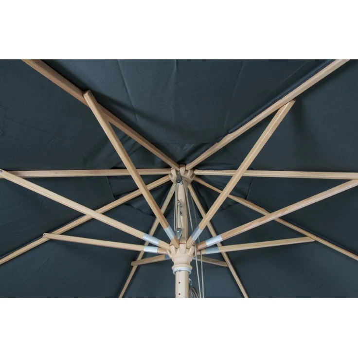 Sonnenschirm Reggio aus Buchenholz und Polyester, modern skandinavisch, Ø 300 cm, grau – Bild 4