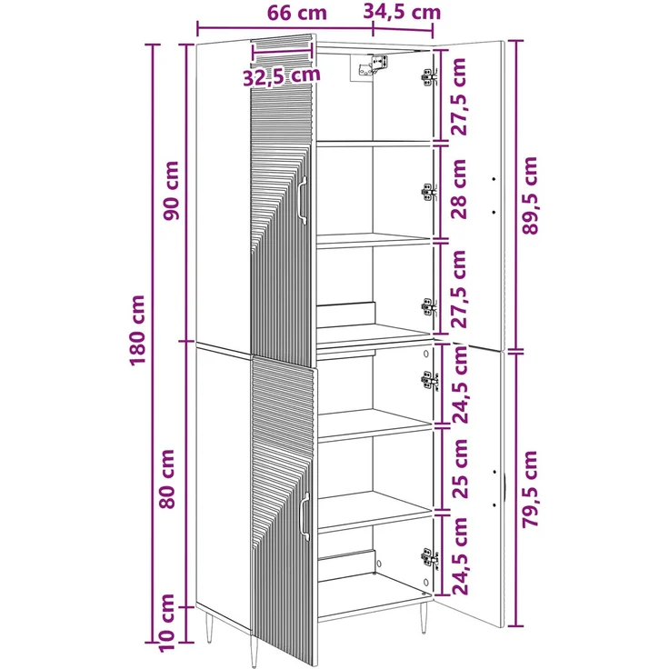 vidaXL Schrankset 2 pcs 66 x 34,5 x 89,5 cm Holzwerkstoff 3416620 – Bild 8
