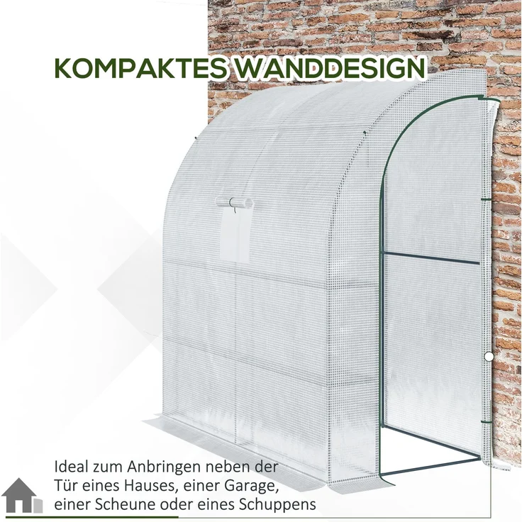 Wohnora-Foliengewächshaus Tomatengewächshaus mit Mesh Fenster, Treibhaus mit aufrollbaren Türen, Anzuchthaus mit UV Schutz, Weiß, 200 x 100 x 215 cm,H 215cm x T 200cm x B 100cm – Bild 4