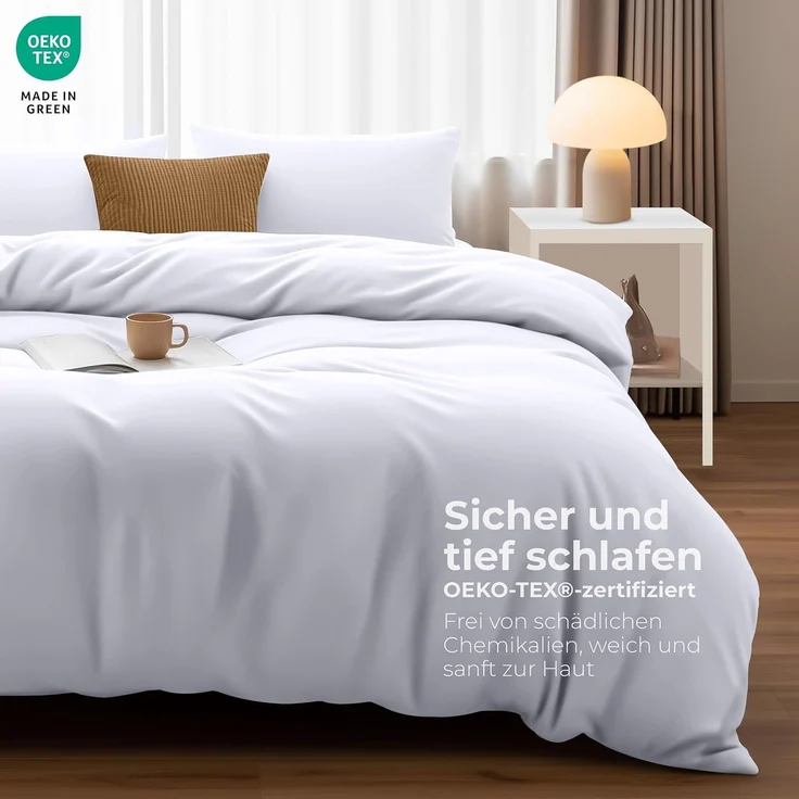 Utopia Bedding Bettwäsche Set - Mikrofaser Bettbezug 260x220 cm + 2 Kissenbezüge 50x75 cm - Weiß – Bild 2