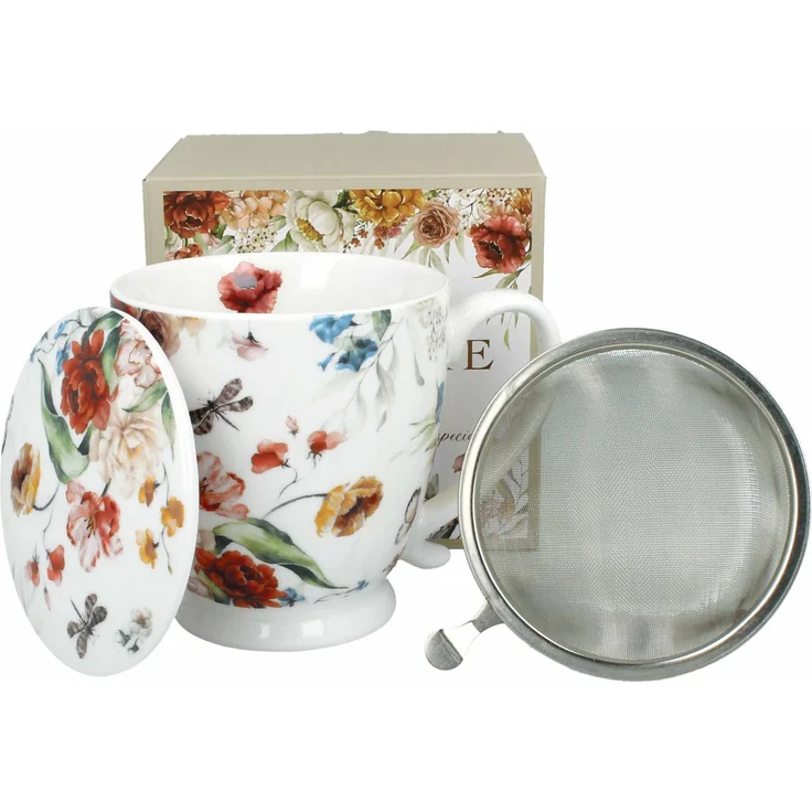 DUO Becher REBECCA mit Fuß, 500 ml, inkl. Deckel und Teesieb, New Bone China Porzellan – Bild 1