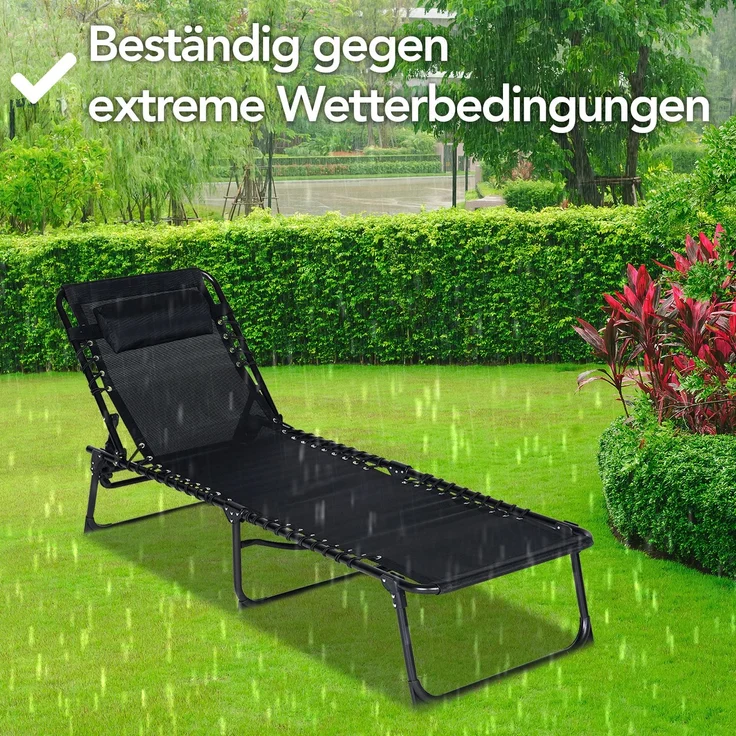Brixy Sonnenliegen (2er Set) - Faltbar - Inklusive Kopfkissen - Sonnenliegen - Liegestühle - verstellbar - Garten - Wetterfest - Anthrazit – Bild 7