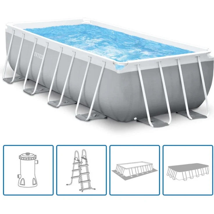 Intex 'Frame Swimming Pool Set Prism Quadra IV', grau, 488 x 244 x 107 cm, inkl. Kartuschenfilteranlage – Bild 2
