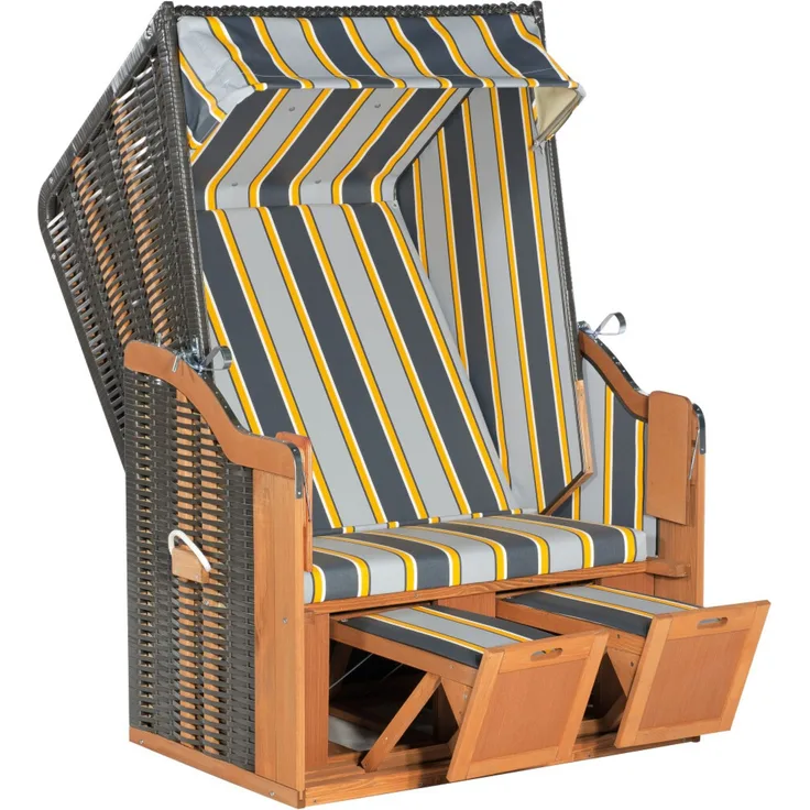 Sonnenpartner Strandkorb Rustikal 50 Basic Stoff Nr. 620, 2-Sitzer, Halbliegemodell, PVC-Kunststoffge