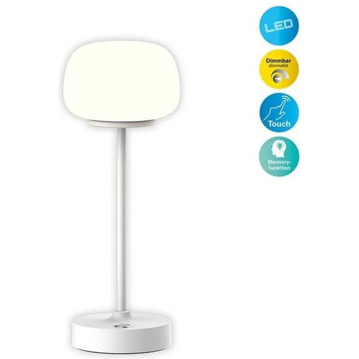 näve LED Tischleuchte Pina, Dimmfunktion, Ein-/Ausschalter, Memoryfunktion, USB-Ladefunktion, LED wechselbar, Warmweiß, Akku aufladbar, USB Typ C inkl. Kabel 100cm, Touch, dimmbar – Bild 4