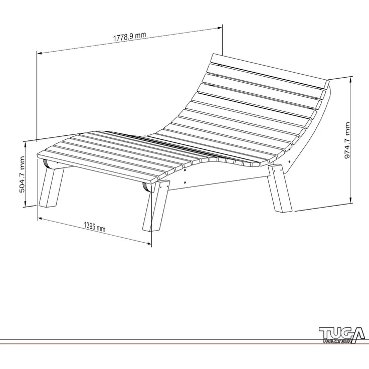 Gartenliege Relaxliege "Liege-Franzi" (Zirbe) Breite 140cm Einstiegshöhe 50cm mit Füßen – Bild 7