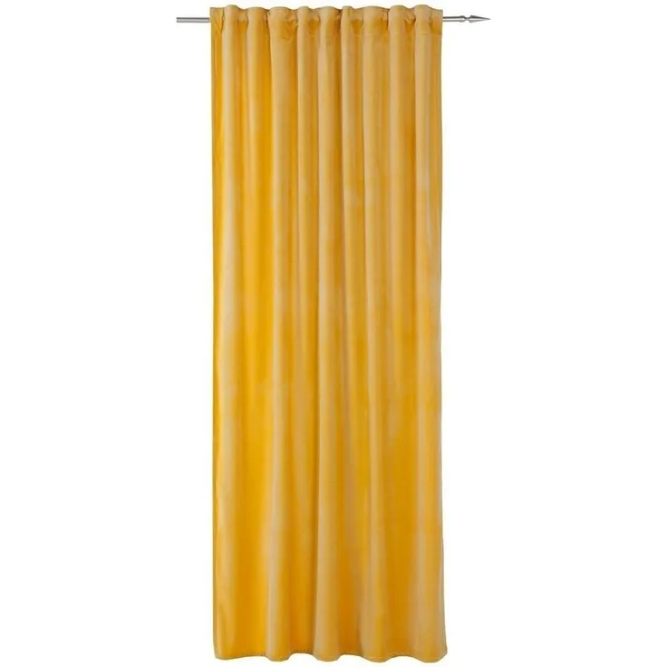 Gözze Vorhang Schlaufenschal MAGNUM, Senffarben, verdeckte Schlaufen, halbtransparent, Samt, B 135 cm x L 245 cm