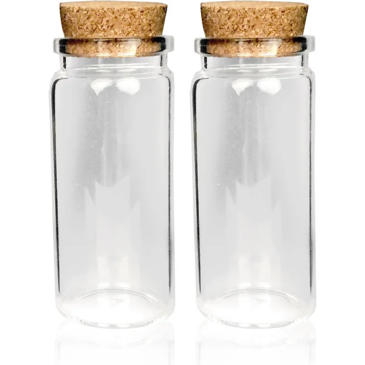 Mini Glasflaschen mit Korken 50ml ( 4er Pack ) - Kleine Glasfläschchen zum Befüllen - Reagenzglas Glas für Hochzeit - Mini Gläser Gastgeschenke – Bild 1