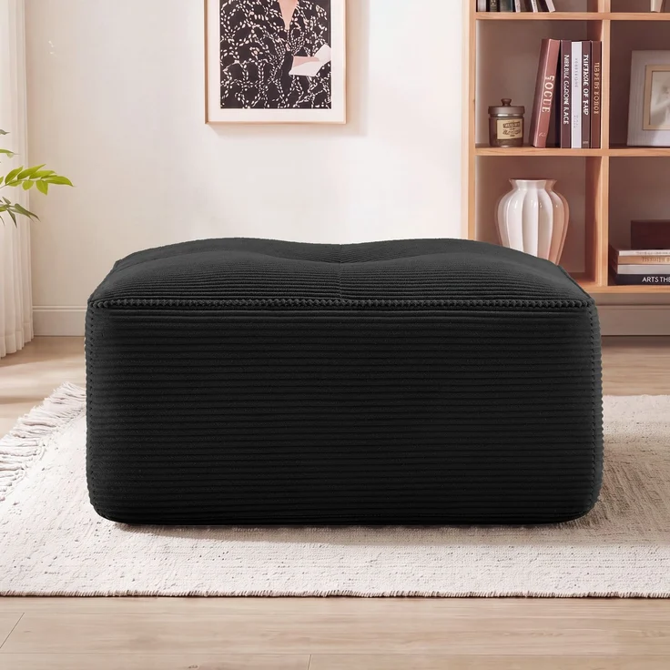 Cordelia Ottoman Corduroy -Black--Schwarz--92x73x40cm--YOUDENOVA – Bild 2