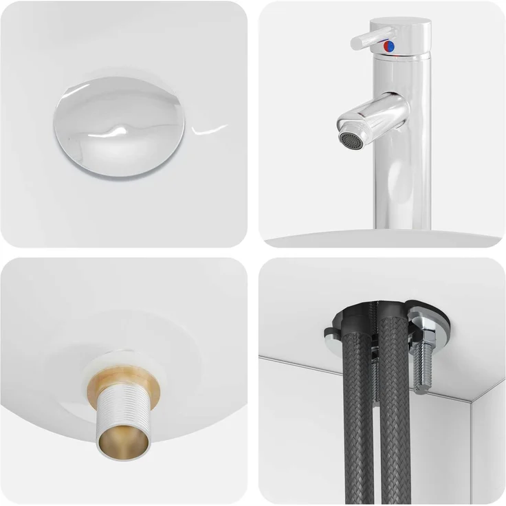 vidaXL Wandmontiertes Badezimmerschrank-Set 3 stk. Weiß 3405867 – Bild 9