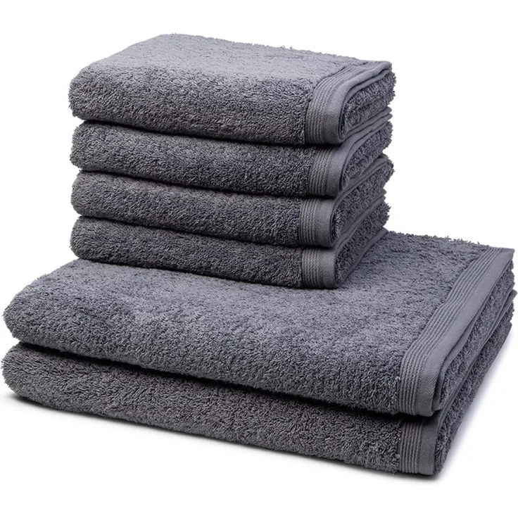 Möve Superwuschel Frottier Set 6-tlg|4x Handtuch 50x100 cm + 2x Duschtuch 80x150 cm| stone