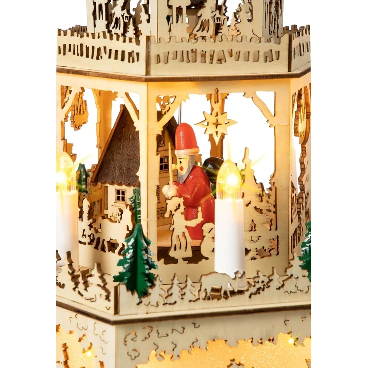 SIKORA Weihnachtspyramide P36 WINTERLANDSCHAFT XL Motor und elektrischer Beleuchtung H:44cm – Bild 3