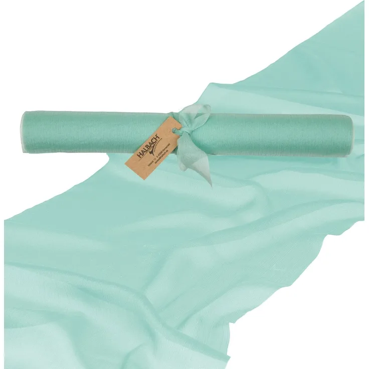Halbach Seidenbänder Premium Chiffon Tischläufer | Breite: 28 cm Länge: 3 m | Tischläufer modern für Tischdeko Esstisch | Farbe: türkis