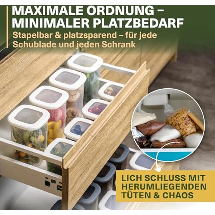 Viwares Vorratsdosen mit Deckel Luftdicht, 12er Vorratsbehälter Set BPA-Frei, Vorratsdose zur Müsli Mehl Aufbewahrung Küche, Praktische Organizer Küche, Frischhaltedosen für Lebensmittelaufbewahrung – Bild 9
