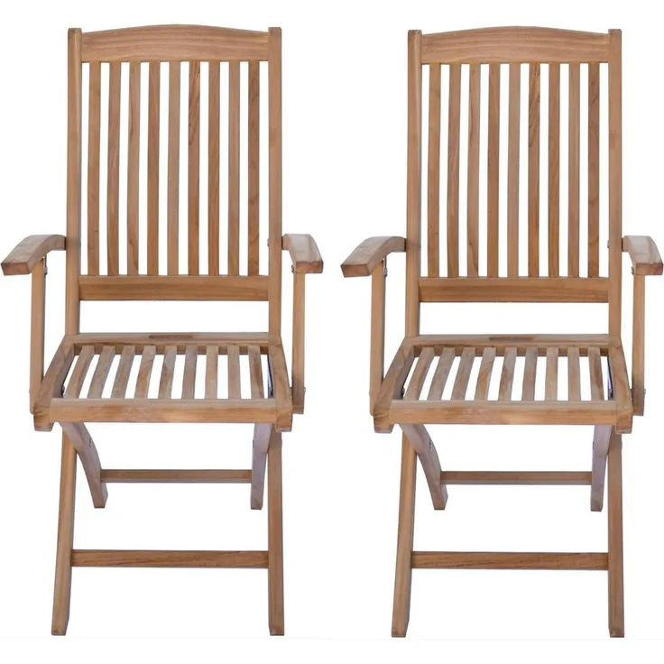 Teak Klappstuhl Ancona mit Armlehnen (2 Stück) - ohne Auflage - Lehne: 110cm