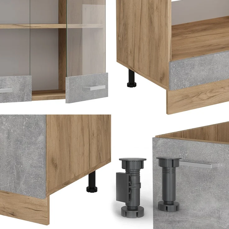 Eckküche R-Line Beton/Goldkraft Eiche 287 x 60 cm , AP Eiche Vicco – Bild 5