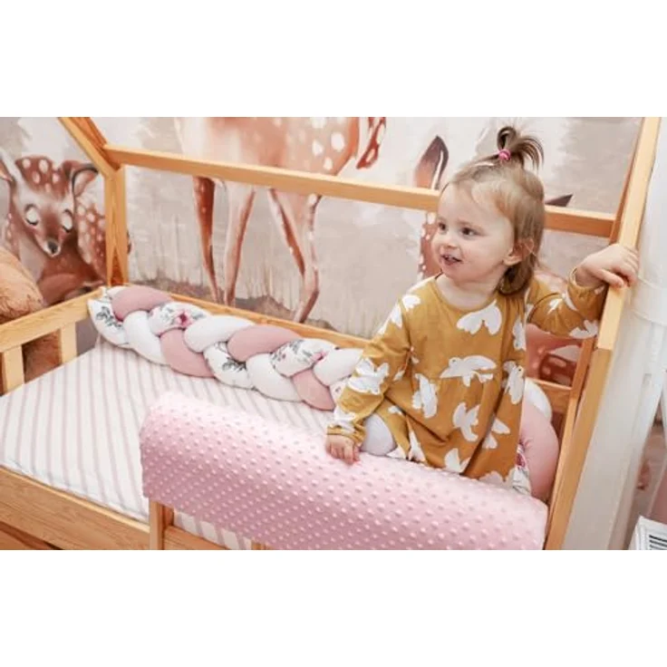 Totsy Baby Bettkantenschutz für Kinderbetten 90 cm - Ersatzbezug Schutz für Bettrahmen Kantenschutz Kinder Babybett Minky Rosa – Bild 6