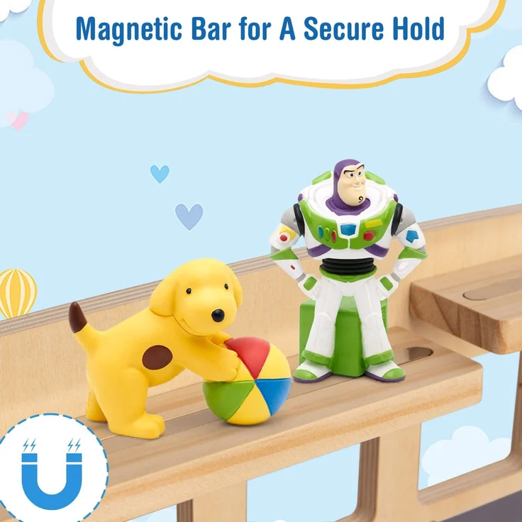 Todeco Tonie-Regal für Toniebox Hörfiguren, Magnetische Aufbewahrung für 20-25 Tonie, Perfekte Tonie Aufbewahrung im Kinderzimmer für Mädchen & Jungen, Bus grau – Bild 4