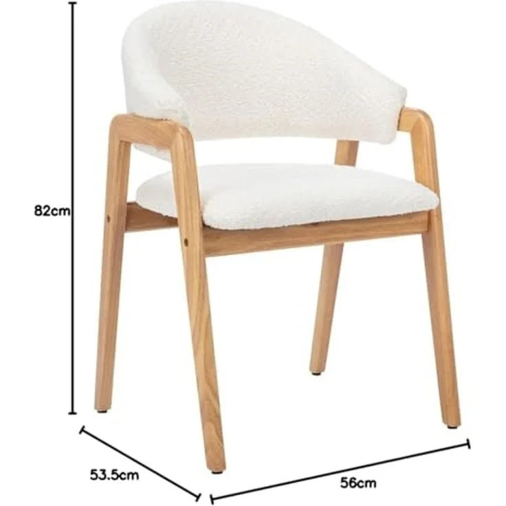 Vente-unique - SOLUNA Stuhl Stoff Weiß - B 53,5 cm x H 82 cm x L 56 cm – Bild 3