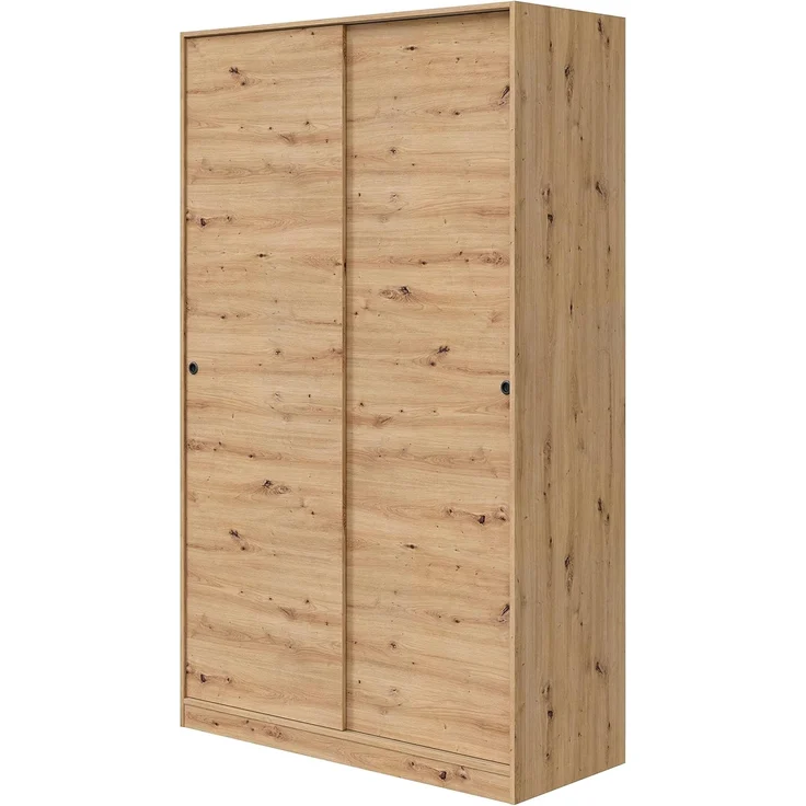 Habitdesign, Kleiderschrank mit 2 Schiebetüren – moderner Schwebetürenschrank für Schlafzimmer oder Jugendzimmer in Eiche Nodi, viel Stauraum, Maße: 120 x 200 x 50 cm (B x H x T), Modell Enzo – Bild 4