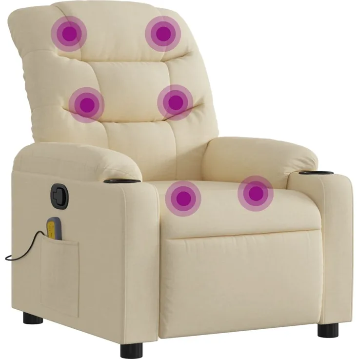 vidaXL Massage-Relaxsessel, cremefarbener Stoff 3206919