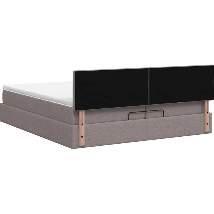vidaXL Ottoman-Bett mit Matratze und LED Taupe 200 x 200 cm Stoff 3457020 – Bild 10