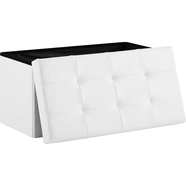 Zedelmaier Sitzbank mit Stauraum Sitzhocker faltbar belastbar bis 300 kg 76 x 38 x 38 cm(Weiß)