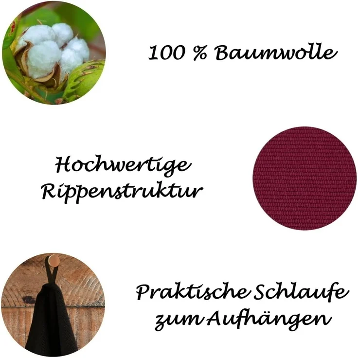 Engelland Geschirrtuch Küchentuch, (Vorteils-Set, 3-tlg, Rippenstruktur), 100 % Baumwolle, integrierte Aufhängeschlaufe, 70 x 50 cm, saugfähig – Bild 3